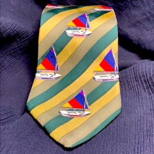Perry Ellis sail boat neck tie silk vintage